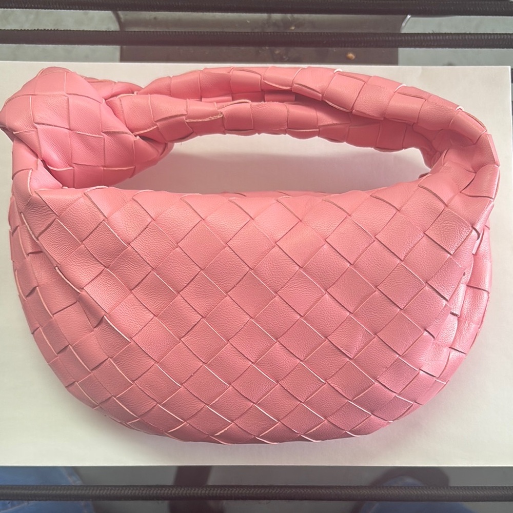 Pink Woven Leather Bag